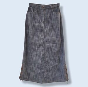 VintageY2K long denim skirt, western lace‑up sides, size 8